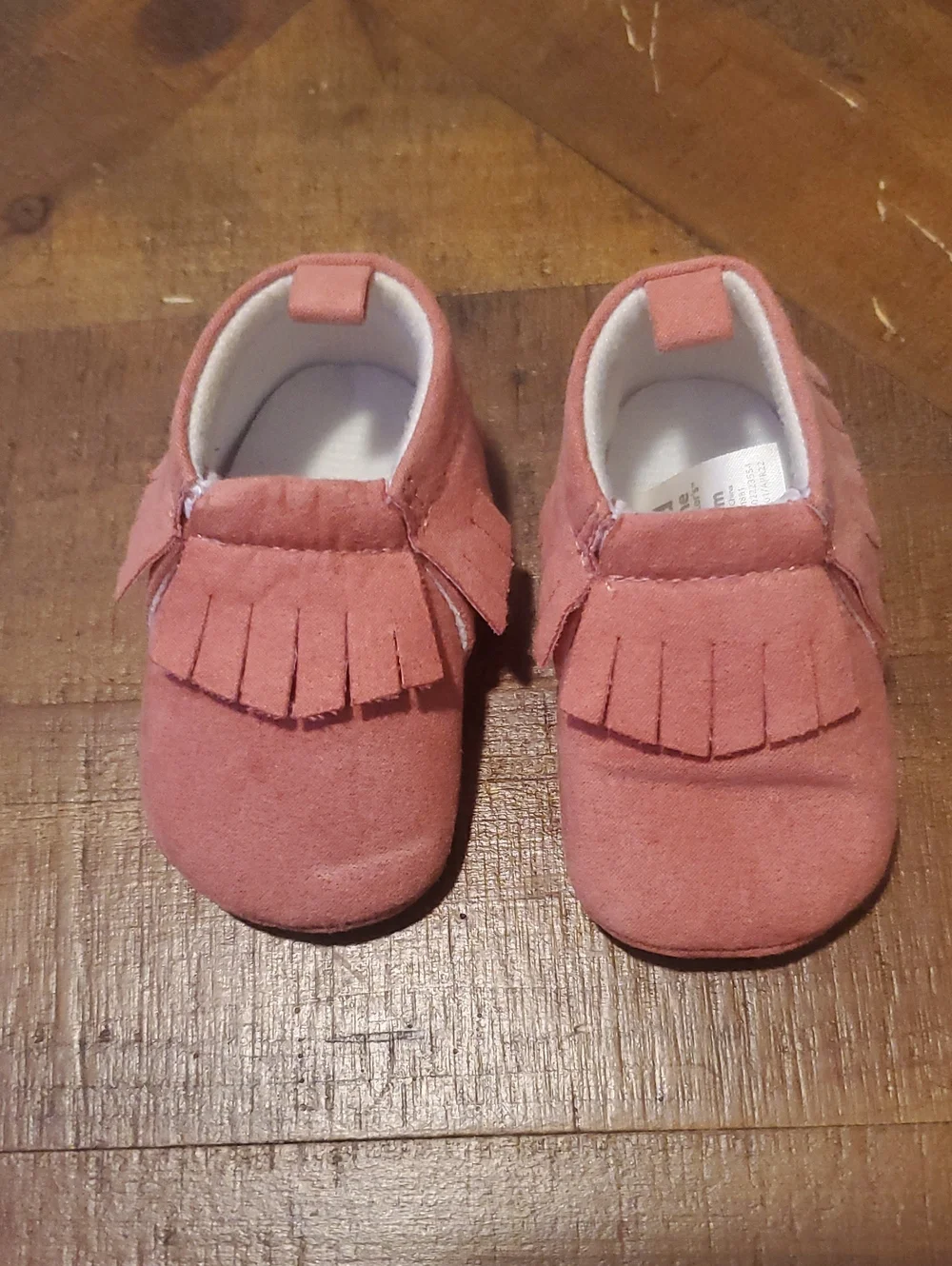 child of mine Rose Pink Suede Fringe Baby Moccasins